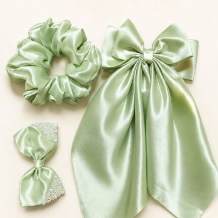 Satin long scarf combo set